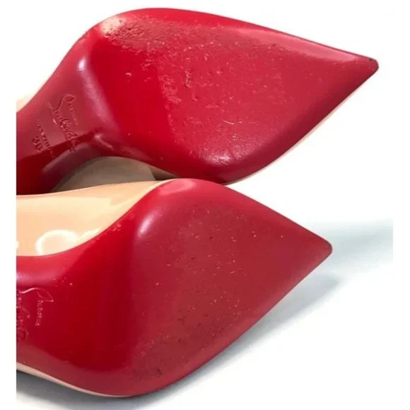 CHRISTIAN LOUBOUTIN Neutral Pigalle Follies 100 Patent Leather Pumps Heels